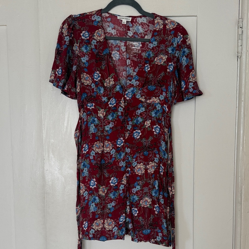 Cotton Candy Red Floral Dress
